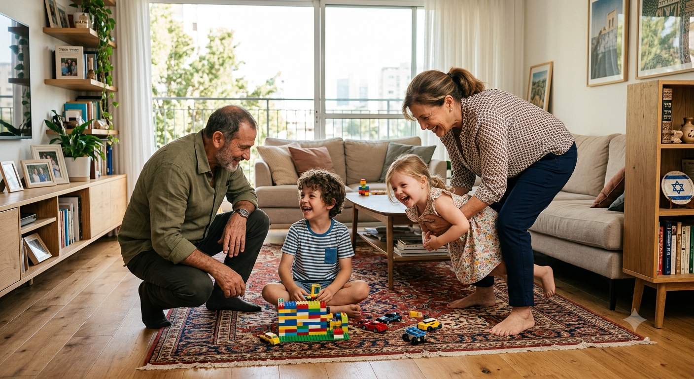 מבוגרים משחקים עם הנכדים